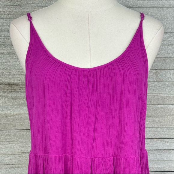 LOFT Gauzy A-Line Linen Blend Maxi Sundress Magenta-Small (petite) - Picture 2 of 3